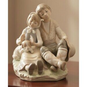 LLADRO "Friendship" 1230 Girl Boy With Puppy Porcelain- Lovely Condition, Mint